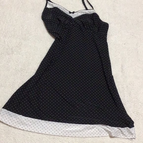 BLACK POLKADOT SPAGHETTI STRAP NIGHTY LG - Picture 2 of 8